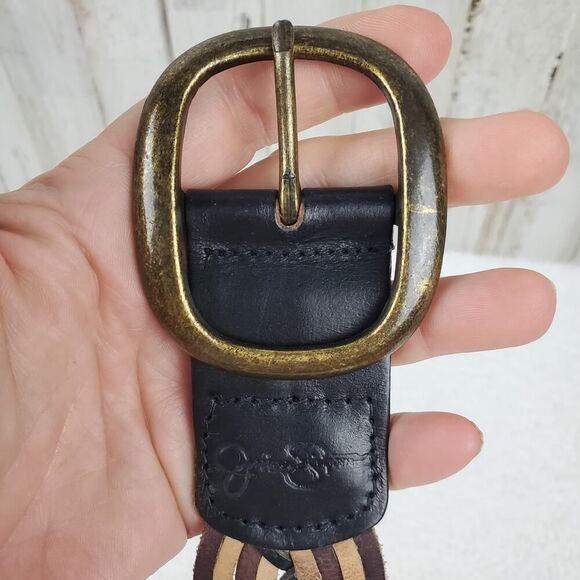 Jessica Simpson Leather Braided Belt Two Tone Brown Size Small - Picture 9 of 9
